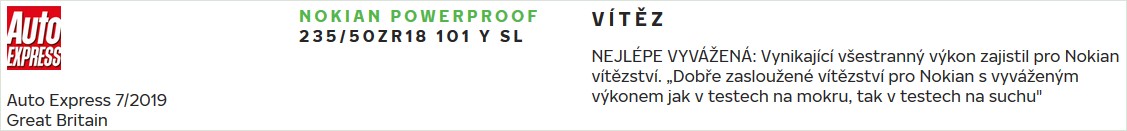 Nokian Powerproof - výsledek testu Auto Express