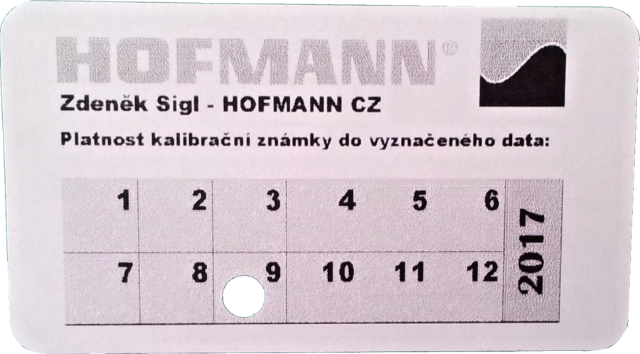 Kalibrační známka Hofmann - vyvažovačka